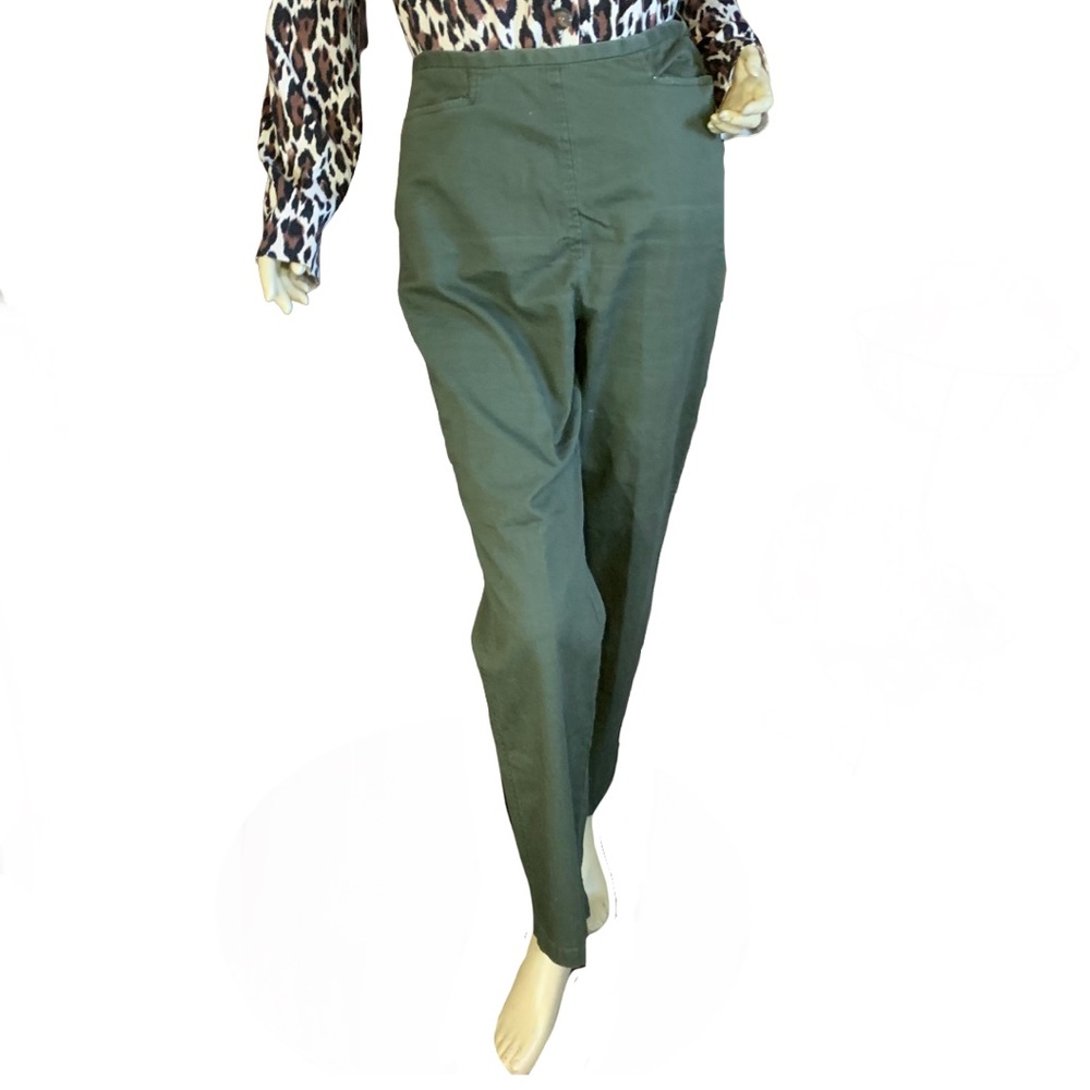 CHEROKEE OLIVE GREEN HIGH WAIST STRAIGHT LEG TROUSER PANTS (12)